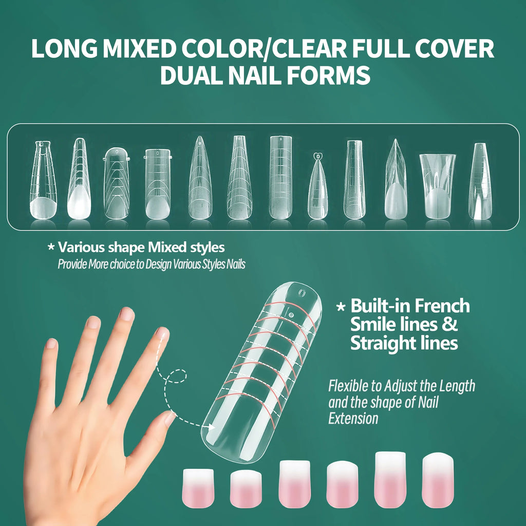 Nailpop Colourful Clear Nail Dual Form Embedded Design Shape Full Qme