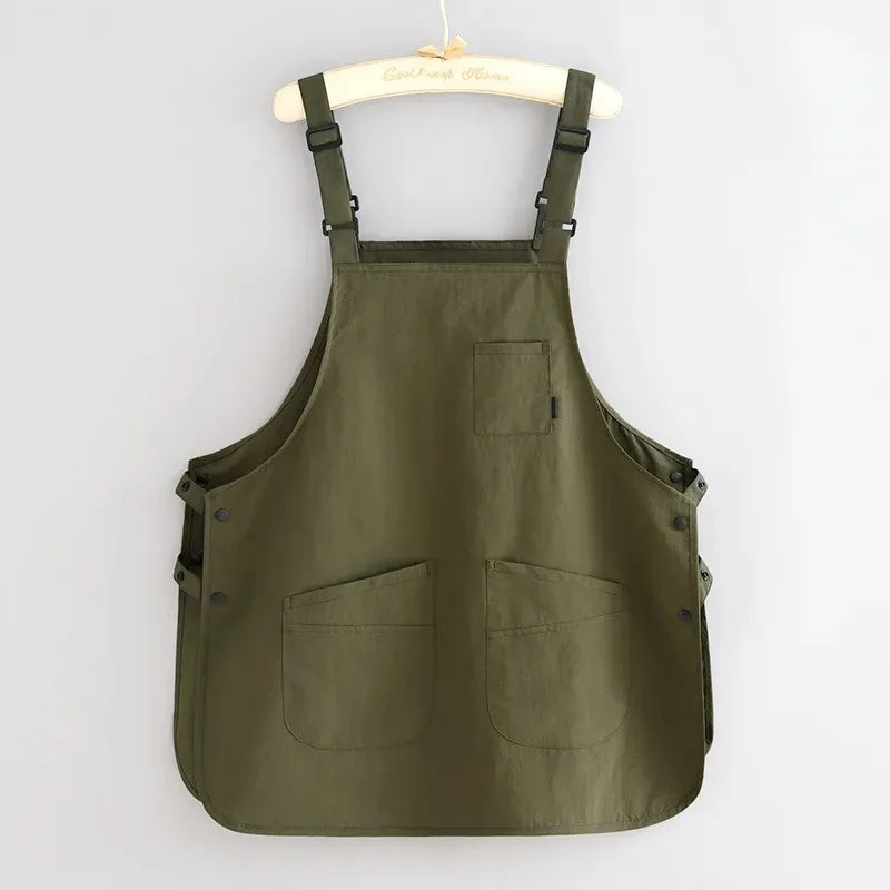 Adult Water-resistant Apron Household Kitchen Coffee Roasting Qme Army Green