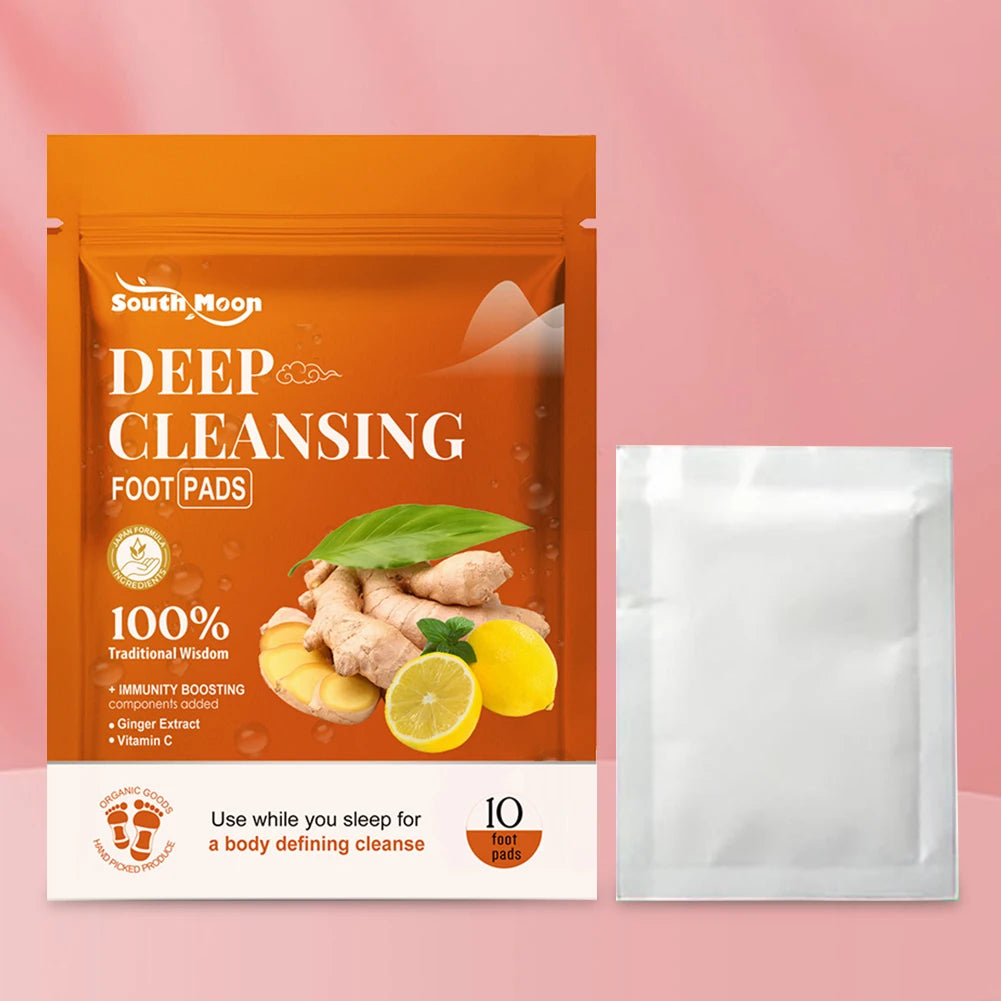10PCS Ginger Foot Pads Improves Sleep Quality Deep Cleansing Foot Pads Effective Feet Health Patches for Foot and Body Care Qme Default Title