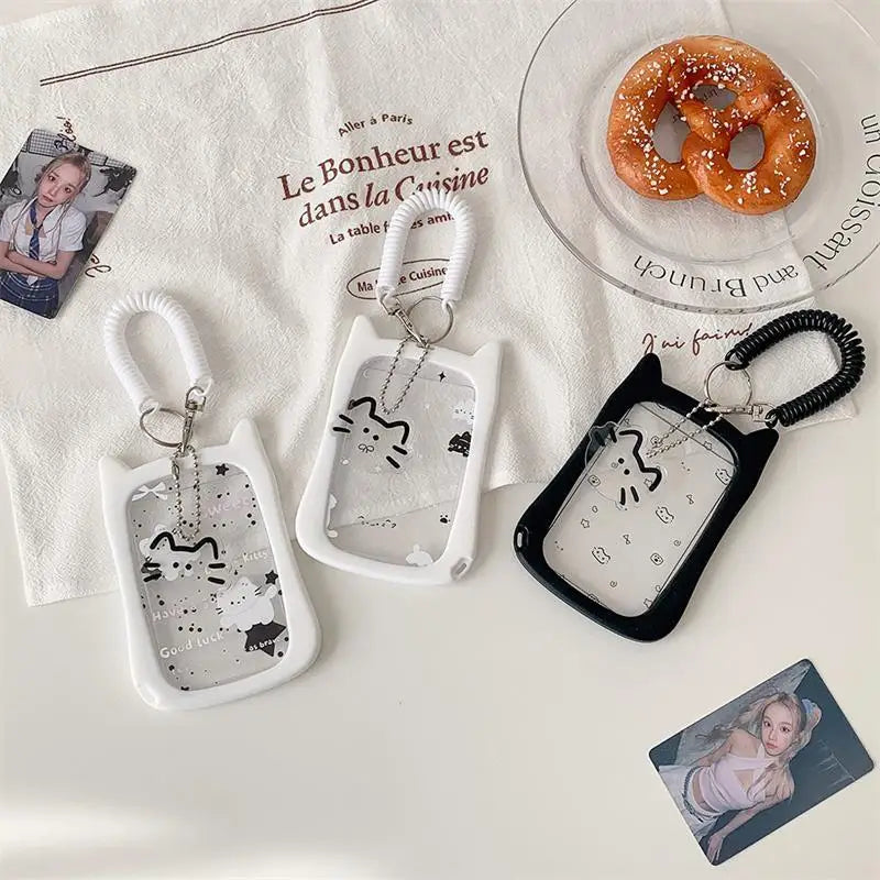 Cute Elastic Rope Idol Photo Storage Display Cat Photocard Holder Qme