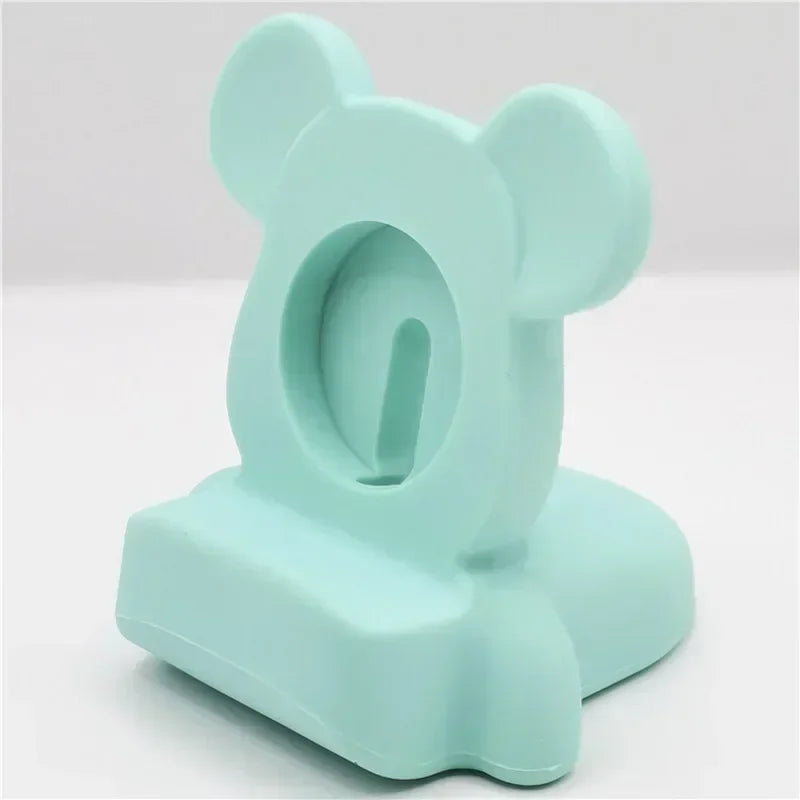 Desktop stand for Apple Watch Series 10 9 8 7 6 SE 5 and 4 iWatch silicone charger 46mm 44mm 42mm 41mm 40mm Watch charging stand Qme 02-Green