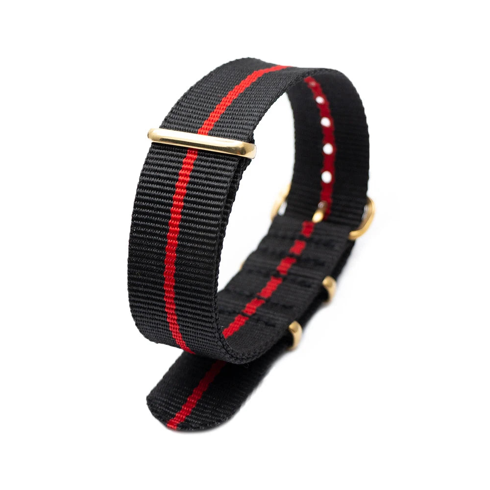 Hot Selling Nylon Watch Strap Gold Square Buckle 4 Colors Striped Bracelet Fashion Wear Resistant Replacement Wristband Qme