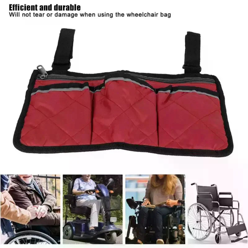 5 Colors Armrest Storage Bag for Wheelchair, Multi-Pocket Side Organizer with Zipper, Stylish & Practical Qme