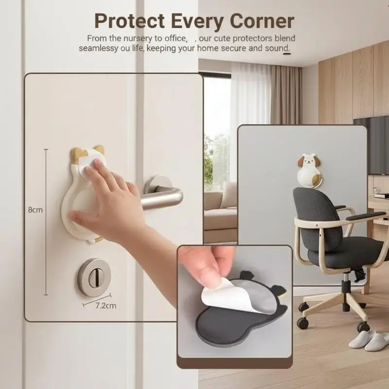 4PCS Door Stopper 3D Dog Cat Penguin Panda Anti Collision Self Adhesive Bumper Furniture Protector Home Improvement Qme