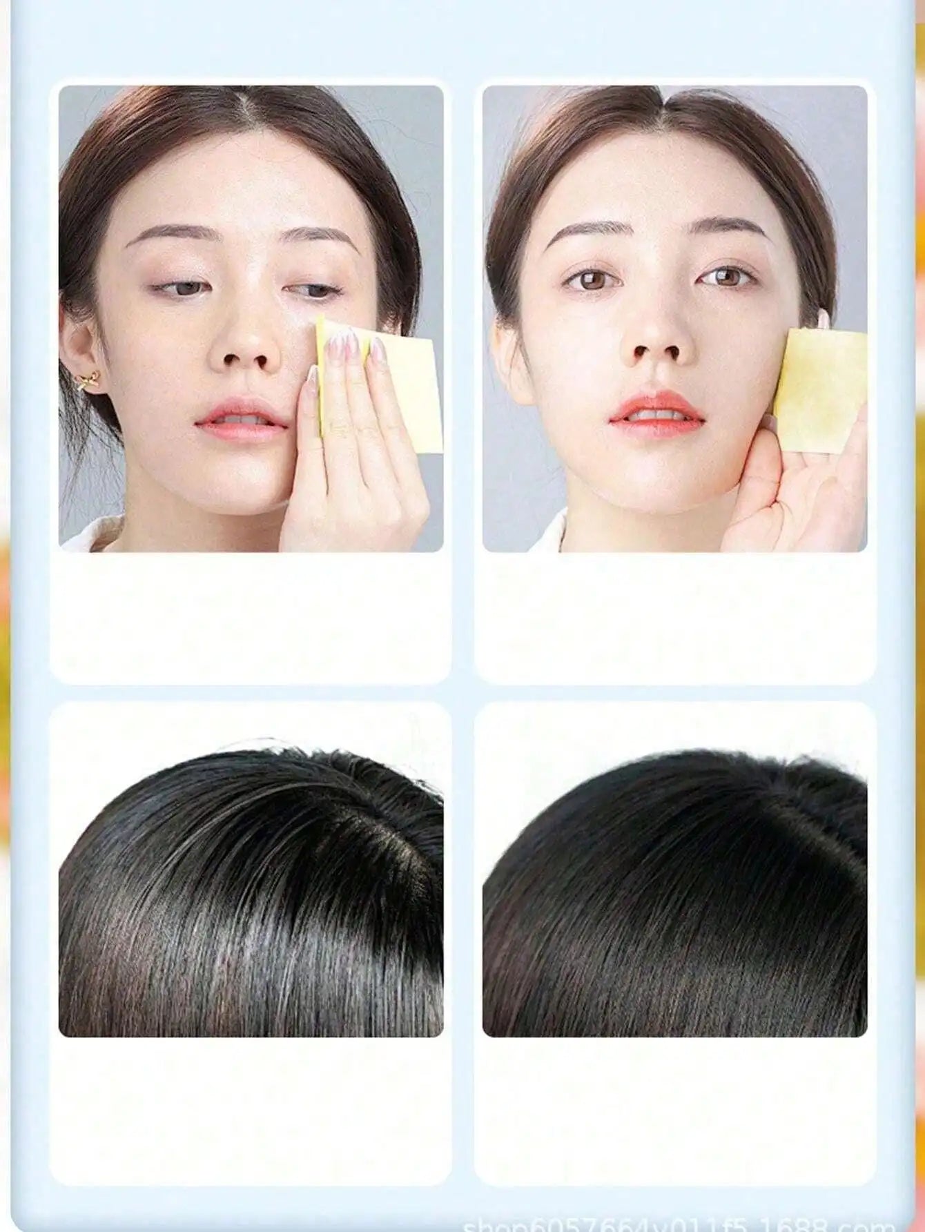 100 Sheets Bamboo Charcoal Oil Control Film Powder Puff Mirror Qme