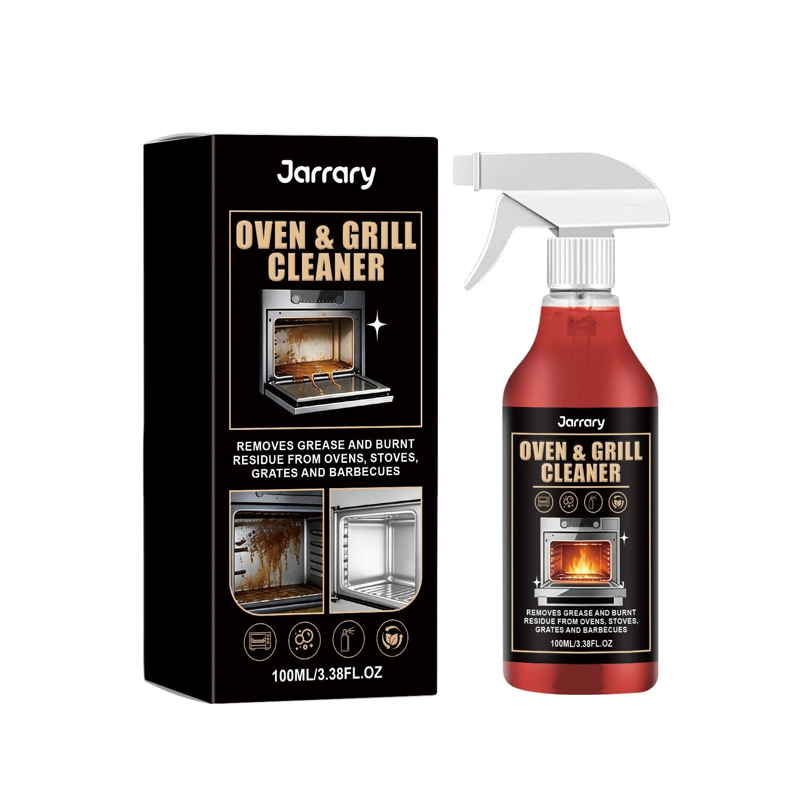 Oven & Grill Cleaning Spray Decompose Oil Stains Remove Food Residues Fast-Acting Foaming Formula Convenient Kitchen Degreaser Qme 100ML Boxed
