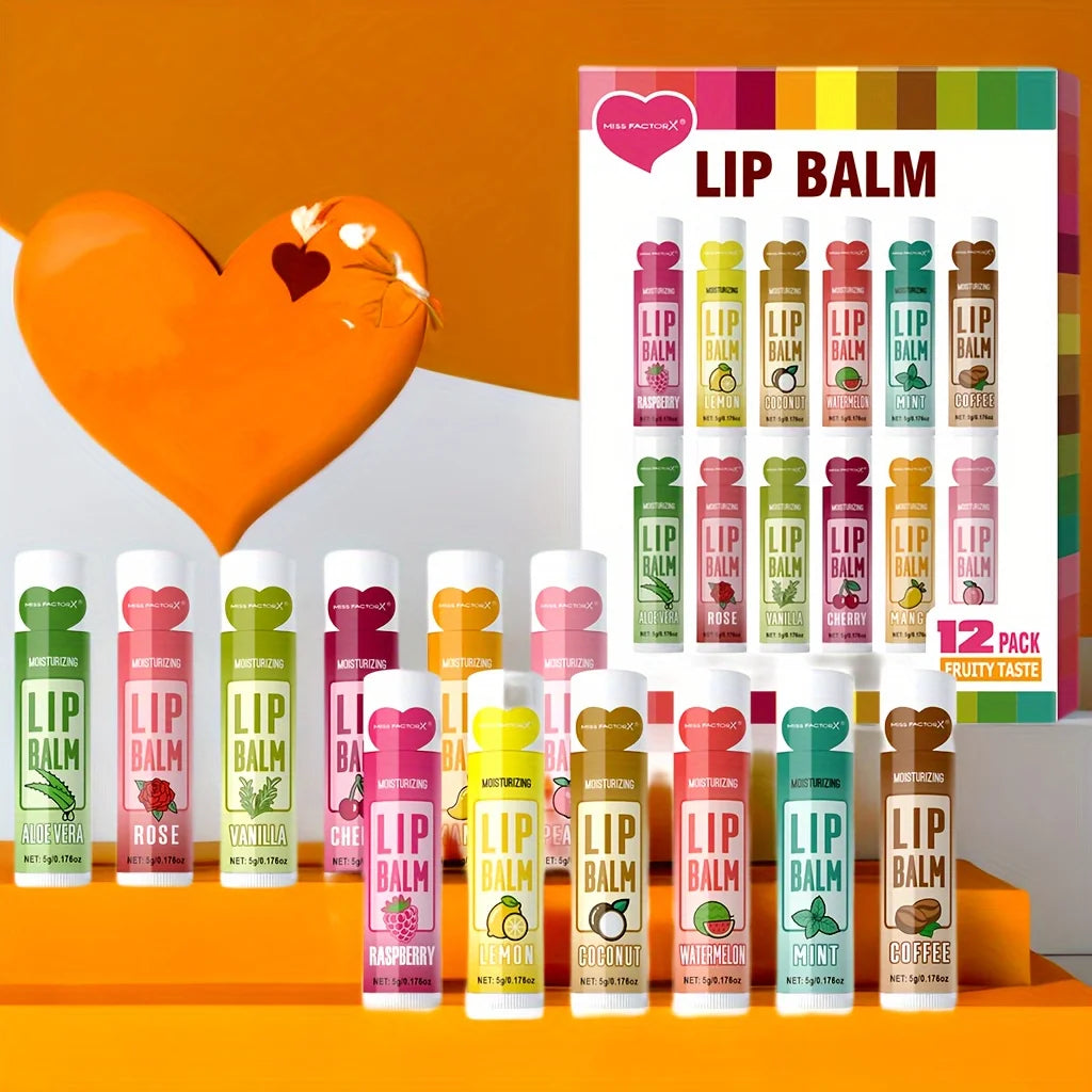 12 PCS/gift lip balm set 5g Deep Moisturizing and long-lasting moisturizing exfoliating to create hydrated lips Qme