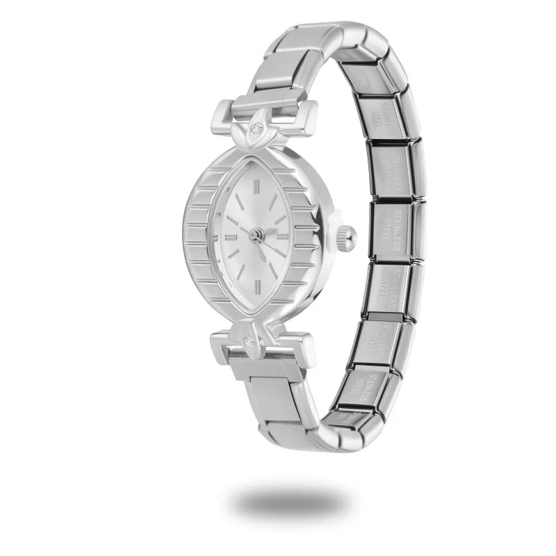 Wholesale Fashion Men Womens DIY 9mm Width Italian Elastic Charm Stainless Classic Oval Watch Bracelet Bangle For Birthday Gifts Qme S 34