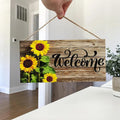 Rustic Sunflower Welcome Wall Hanging Decor Wood Art Plaques Sign Door Sign for Home Living Room Kitchen Decor Qme S