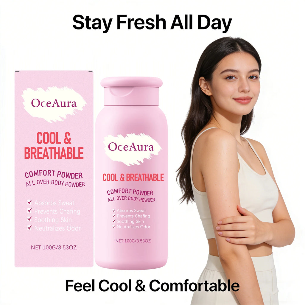 Talcum Powder Absorb Sweat Fast-Acting Remove Odor Oil Control Smoothing Skin Moisture Refreshing Body Comfort Loose Powder 100g Qme