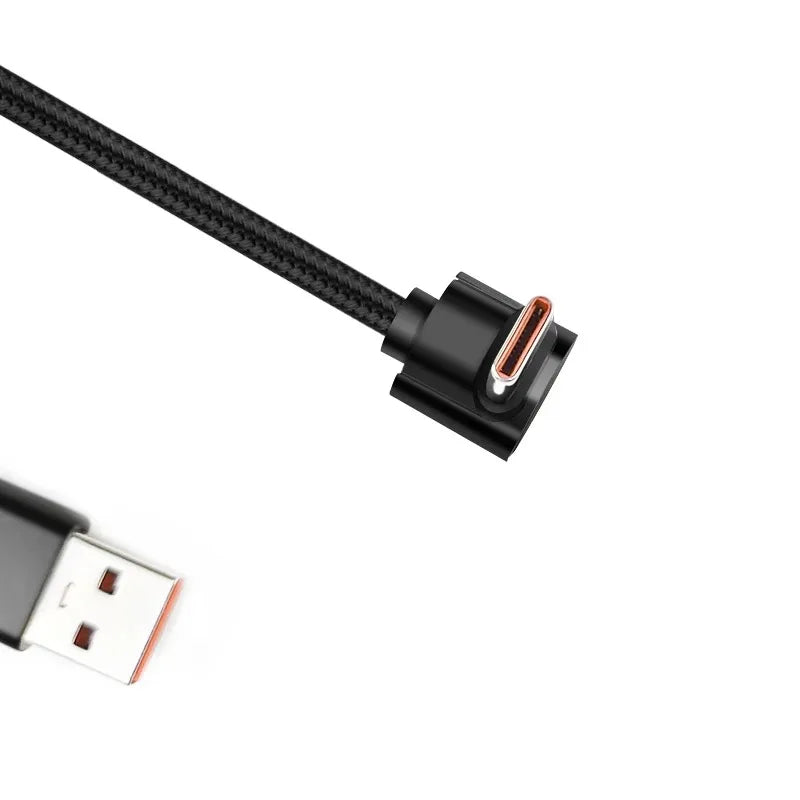 90 Degrees Braid 0.25m/0.5m/1m/2m Quick Charger Elbow USB A to Type C Cord PD Cable For iPhone Samsung Xiaomi Charging Cord Wire Qme