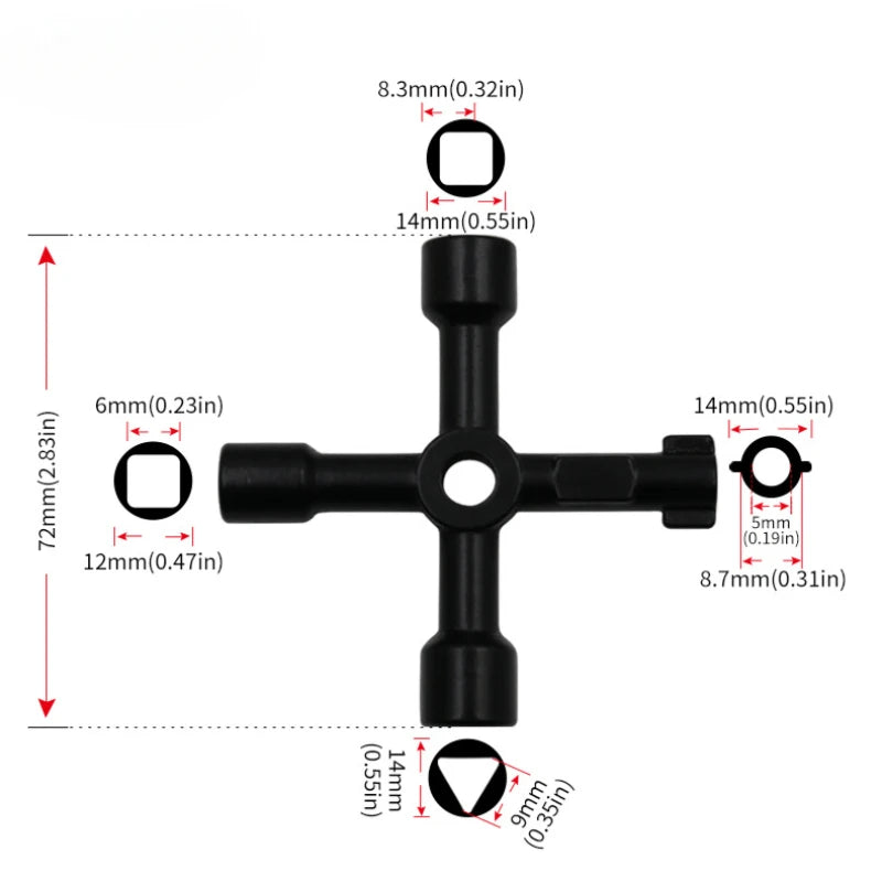 1 Multifunction Electrician Plumber Utility Cross Switch Wrench Qme
