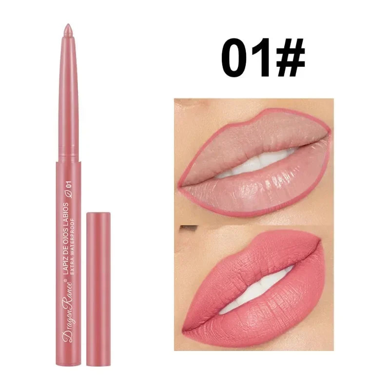 Waterproof Matte Lipliner Pencil Sexy Red Contour Lip Tint Lip Stick Lasting Moisturising Non-stick Cup Lips Makeup 12Colors Qme 01