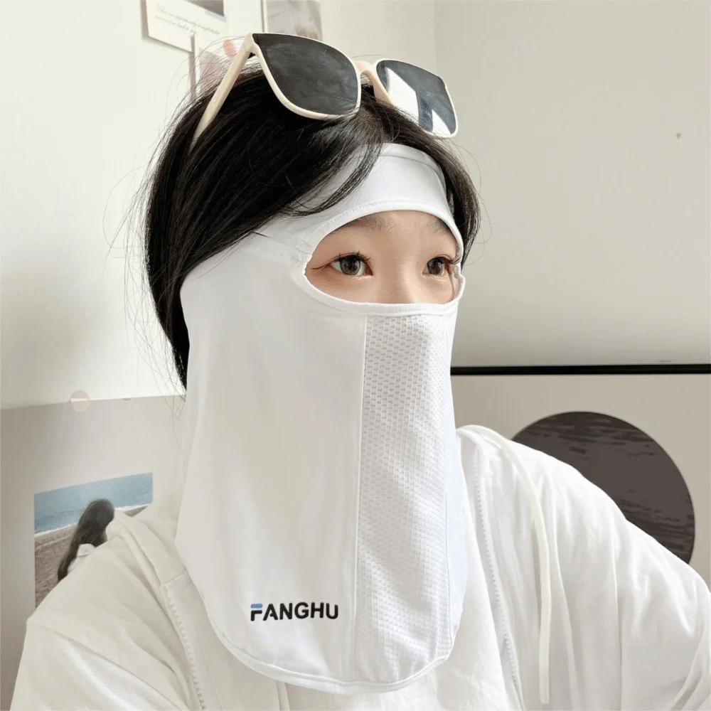 Thin Solid Ice Silk Mask Sunscreen UV Protection Face Cover Scarves Qme