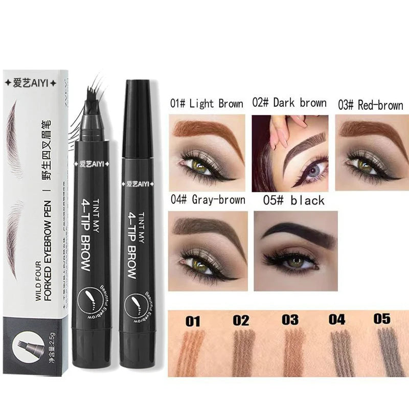 Four-pronged Eyebrow Pencil Long-lasting Easy Apply Oblique Pen Tip Qme