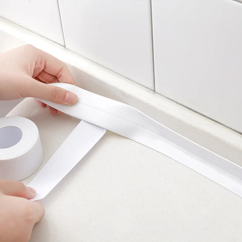 Waterproof Sealing Tape Strips PVC Self Adhesive Wall Sticker for Bathroom Shower Bath Seal Caulk Strip Kitchen Sink Mold Proof Qme