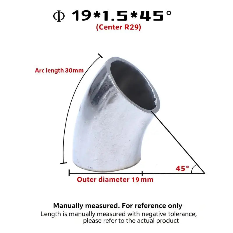 Sanitary Food Grade 45 Degree Weld Elbow 304 Stainless Steel, Polished Butt Weld Pipe Fitting 16-80mm OD Press Fitting Qme A2