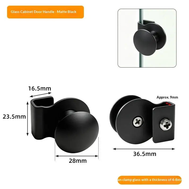 Stainless Steel No Drill Glass Cabinet Door Pull Anti Slip Long Lasting Durable For Bathroom Kitchen Glass Cabinet Doors Qme Black