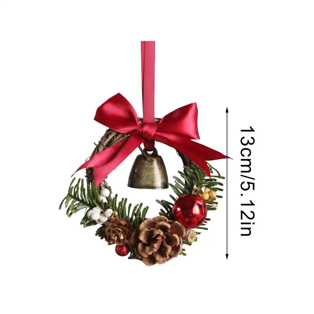 Christmas Wreath Mini Bell Bow Decor Artificial Holiday Garland Qme Red China Mainland