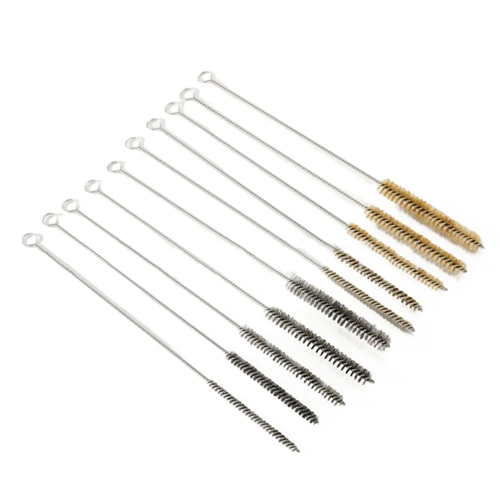 5/10pcs Cleaning Brushes Stainless Steels Brass Cylinder Wire Tube Pipe Cleaning Brushs For Power Drill Descaling Rust Removal Qme