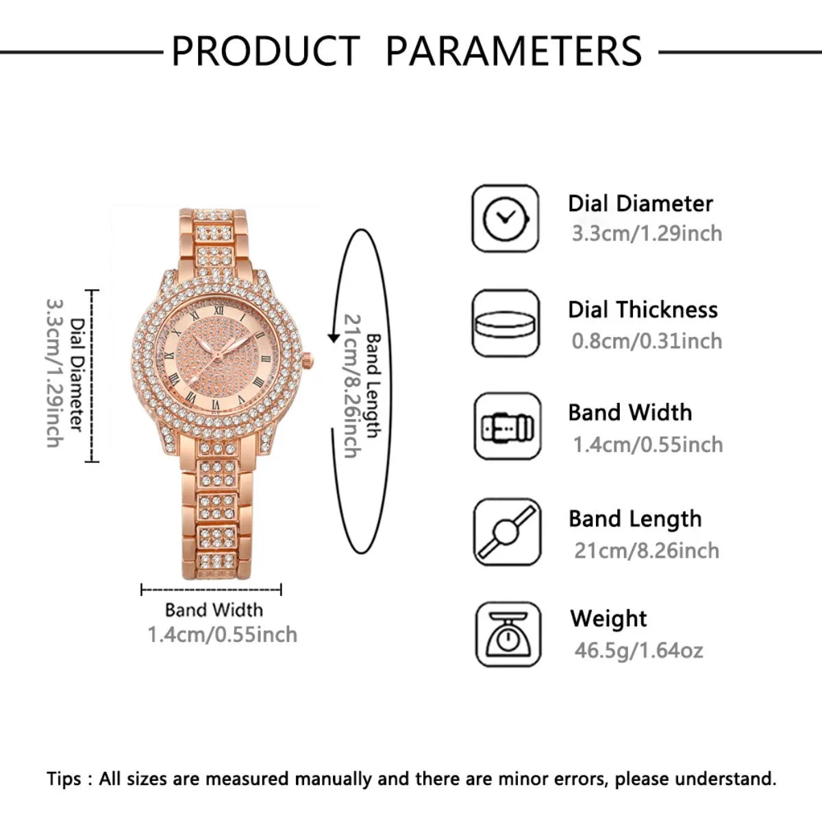 Ladies' Watch Set, 7-piece Set, Fashionable New Ladies' Elegant Quartz Watch, Creative Water Diamond Inlaid Design Jewelry Set Qme