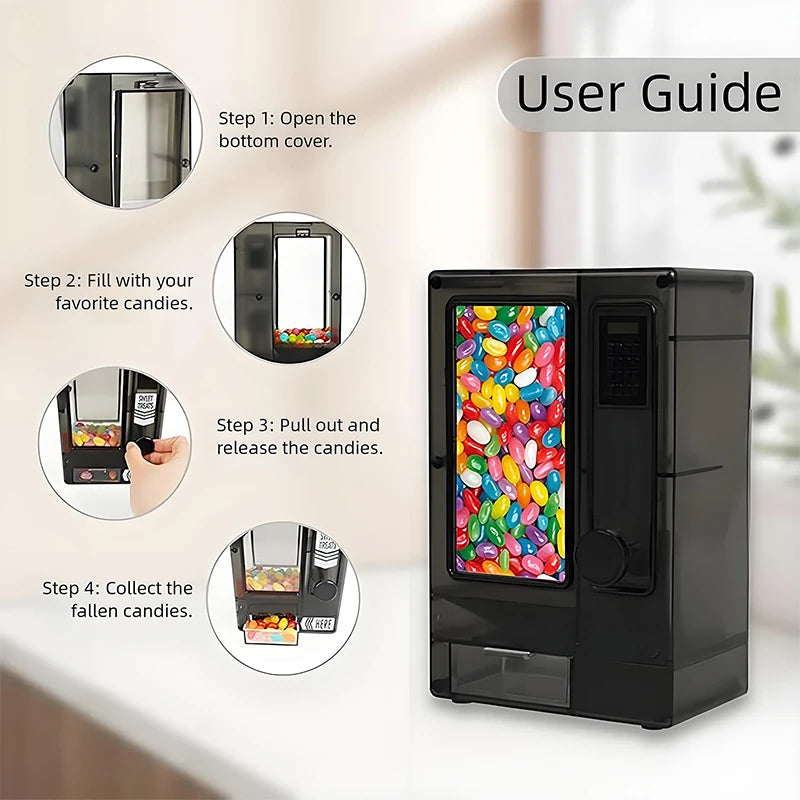 Candy Dispenser Cute Vending Machine Desktop Manual Dispense Mini Qme