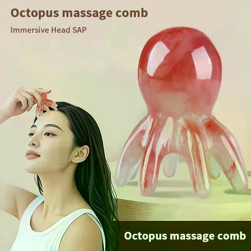 Resin Octopus Shaped Head Meridian Acupoint Massage Comb Wide Tooth Qme