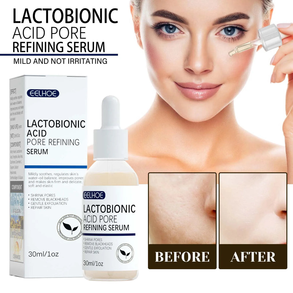 Lactose Acid Shrink Pores Serum Moisturizing Remove Blackheads Repair Face Pores Skin Firming Brighten Nourish Face Essence Qme