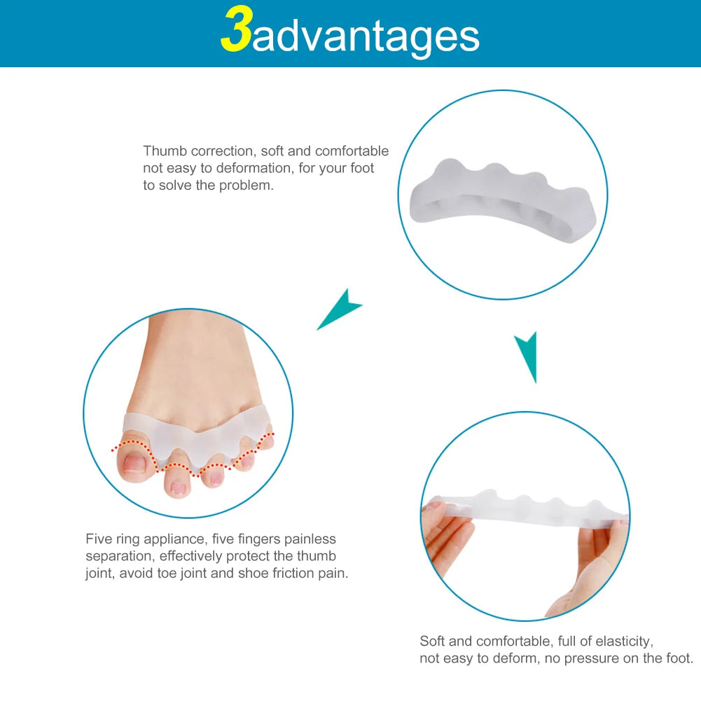 2 Soft Reusable Elastic Toe Separator Comfort Foot Spacer Pad Adult Qme