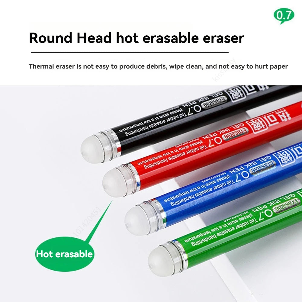 4Pcs 0.7MM Heat Erasable Pens, Bullet Nib, Colored Heat Sensitive Erasable Gel Pen, Smooth Writing, Black Blue Red Green Ink Qme