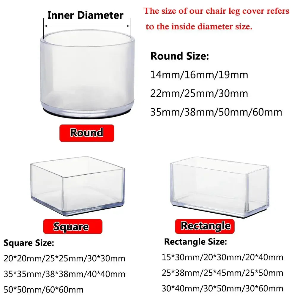 24Pcs Table Chair Leg Protector with Felt Sofa Non-slip Mute Rubber Leg Mat Wood Floor From Scratches Floor Protectors Pads Qme