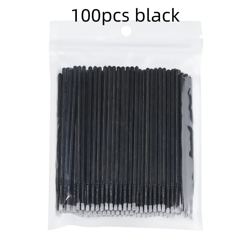 100pcs Microbrushes for Eyelash Extension Makeup Brush Swab Disposable Individual Applicators Mascara Eyelashes Brushes Qme 100pcs black