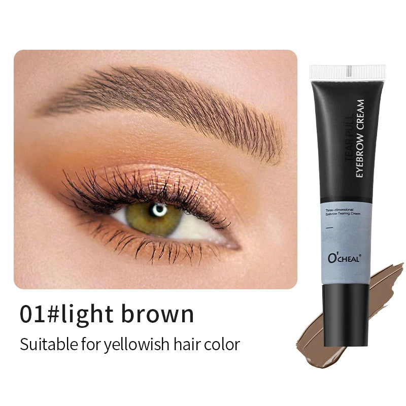 3D Tear Off Dye Eyebrow Cream Waterproof Lightweight Smooth Natural Qme 01 light brown