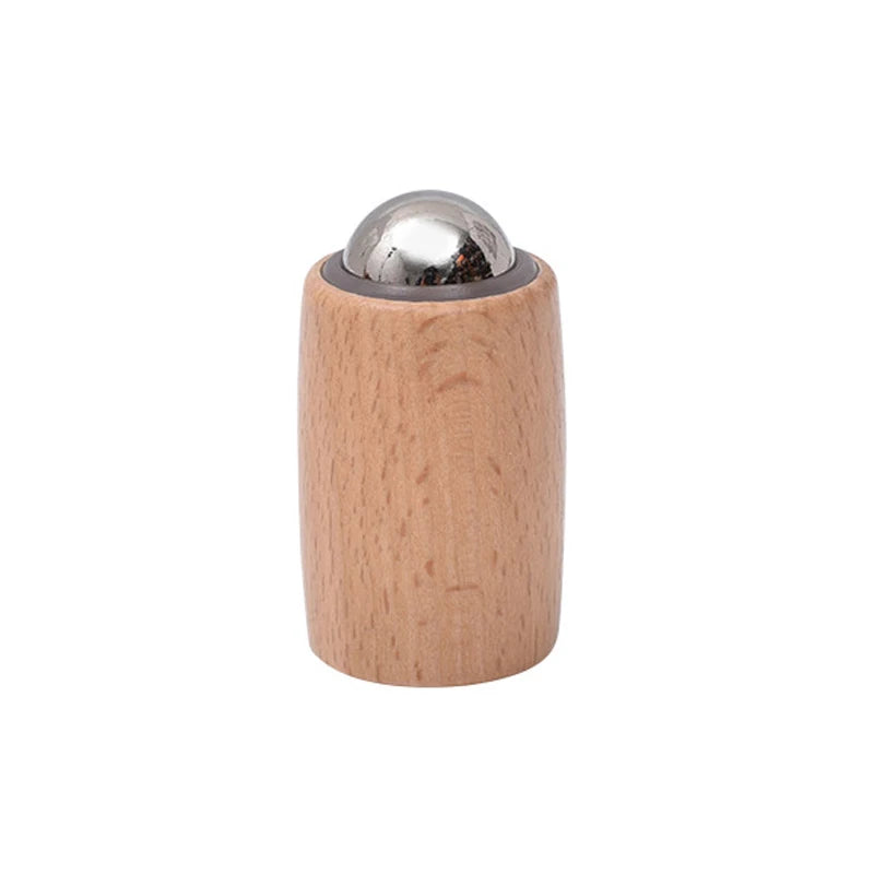 Wooden Facial Massage Roller Iron Ball Tools Mini Hand-held Massager Qme A
