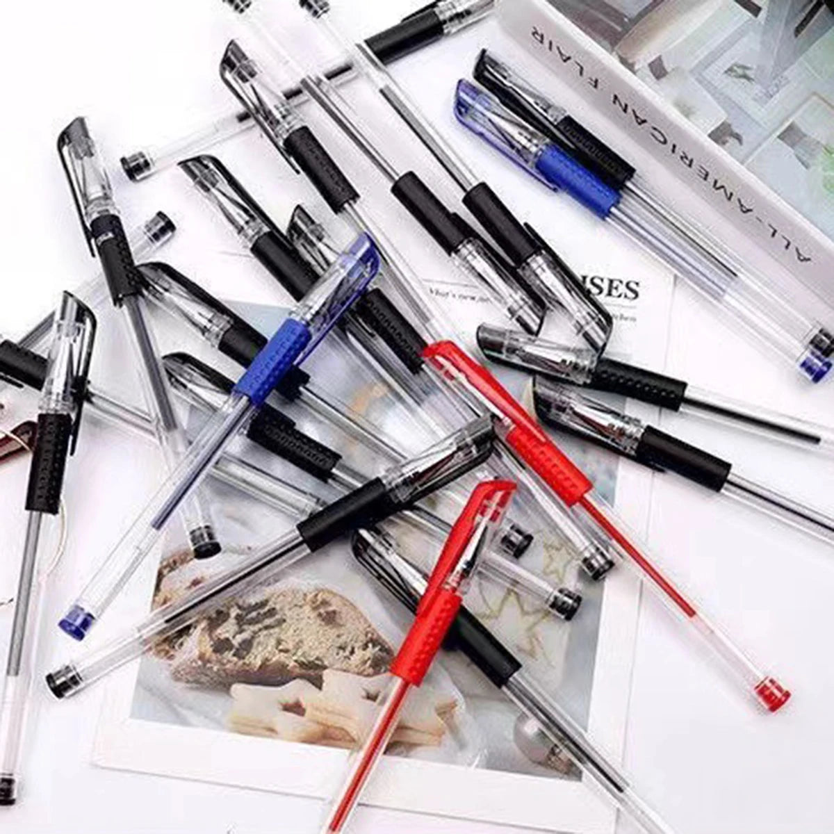 Gel Pen Set School Supplies Black Blue Red Ink,Bullet Tip 0.5mm,Ballpoint Pen Kawaii Pen Writing Tool School Office Stationery Qme