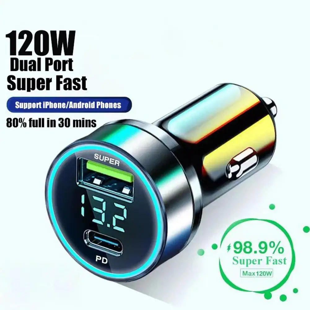 2 Ports Car Charger PD Fast Charging Multi Port Cigarette Lighter Qme