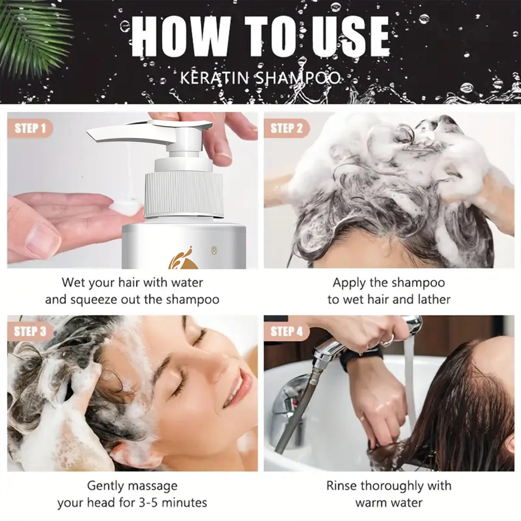 Repairing Keratin Shampoo with Biotin & Collagen for Damaged Hair - Deep Moisturizing & Color Protection. Qme