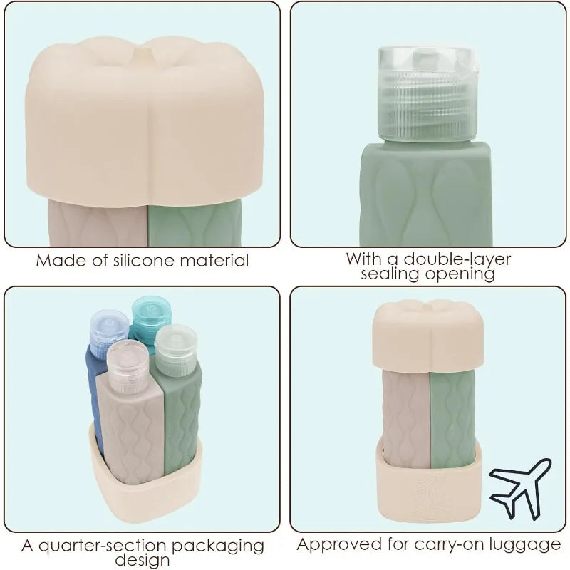 1 Silicone Travel Bottles Dispenser Bottle Leak Proof Portable Qme