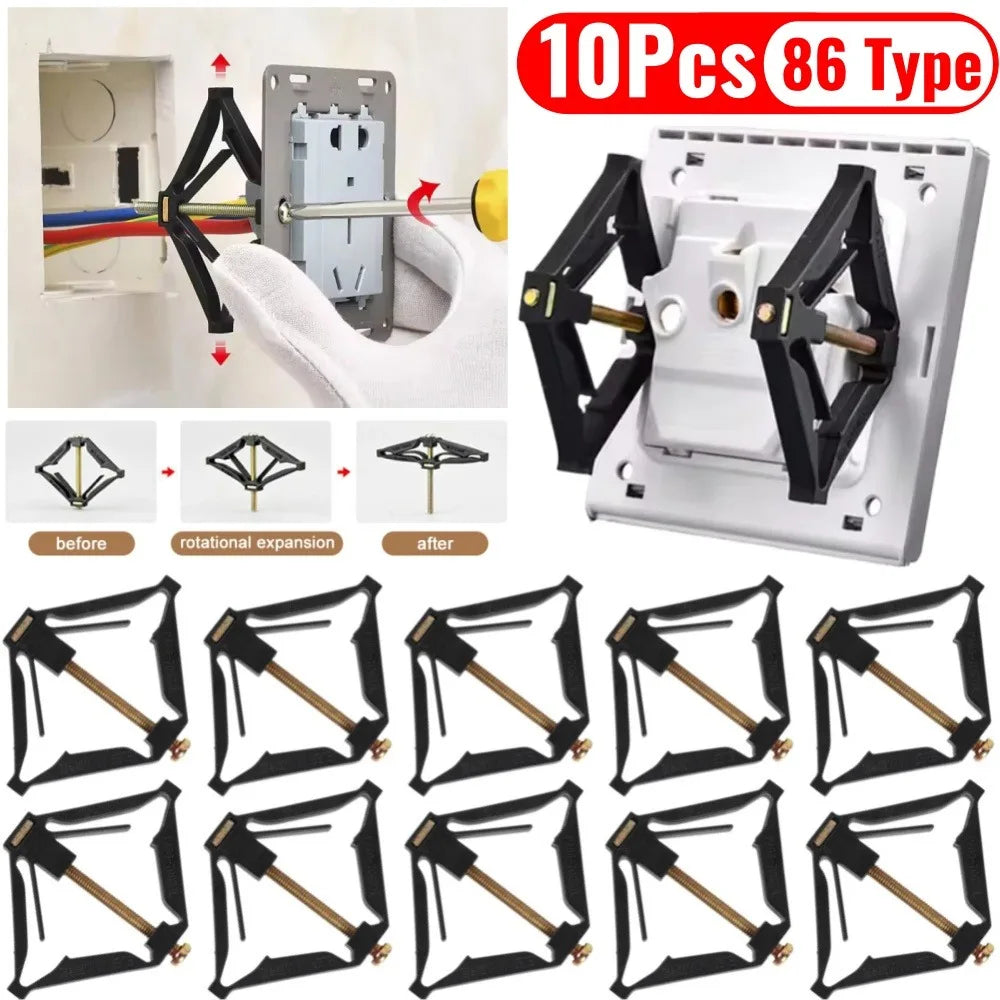 10Pcs 86 Type Cassette Repairer Dark Box Repair Screw Plug Switch Old Socket Boxes Replacement Fixed Wall Repair Box Support Rod Qme