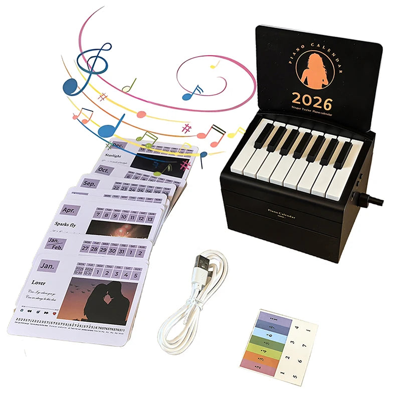 Interactive 2026 Desk Calendar Swift Compact Piano 52 Music Sheets Qme A1