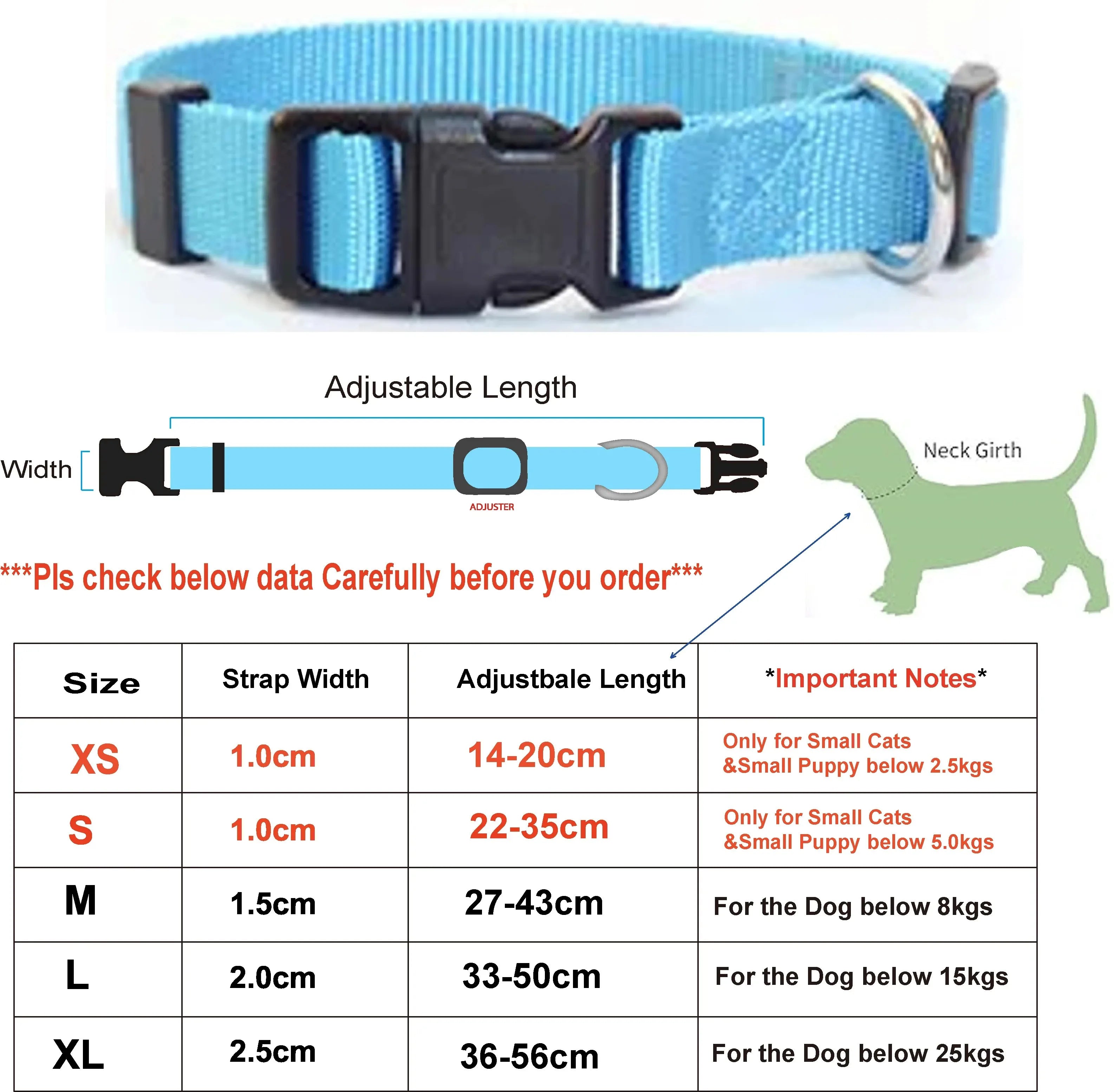 A Adjustable Pet Collars Nylon Puppy Kitten Collar Strong And Durable Neck Band Suitable For Small And Medium Dogs And Cats Qme Sky Blue S 1.0 22-35 cm