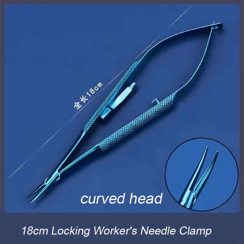 Barraquer Titanium Alloy Needle Holder Lock Curved Ophthalmic Qme n