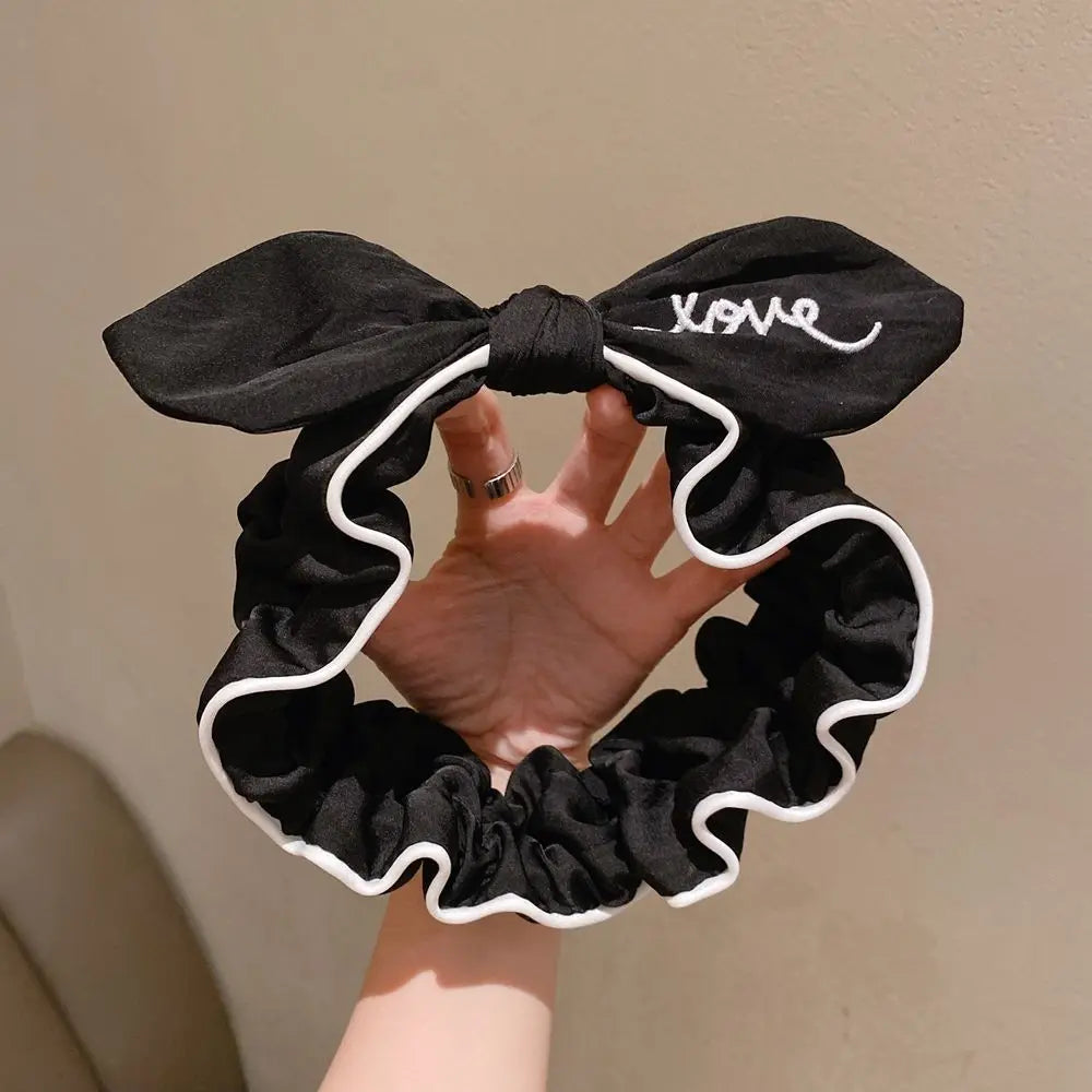 Makeup Sweet Shower Wide Cloth Wash Face Hairband Fabric Headband Korean Style Headdress Female Hair band Bow Hairband Qme black