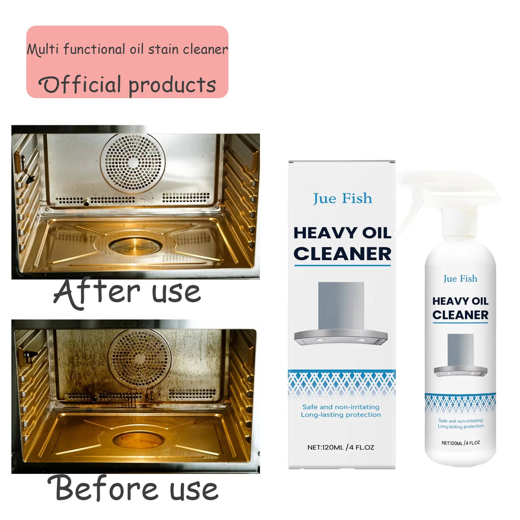 Jue Fish 120ml Multipurpose Heavy Oil Foam Cleaner - For Clothes, Kitchen Range Hood, Removes Stubborn Grease/Oil, Fast-Acting Qme