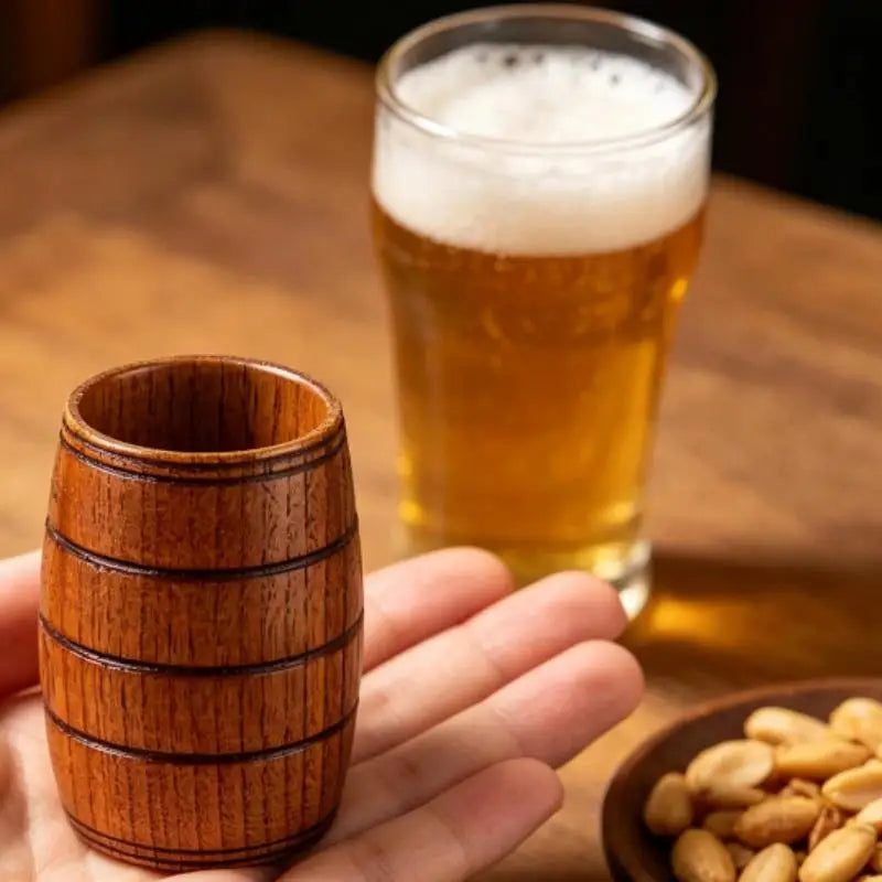 1Pcs Keg Shape Beer Tea Coffee Milk Water Cup Wooden Kitchen Bar Pub Drinkware For Home Party Camping Qme