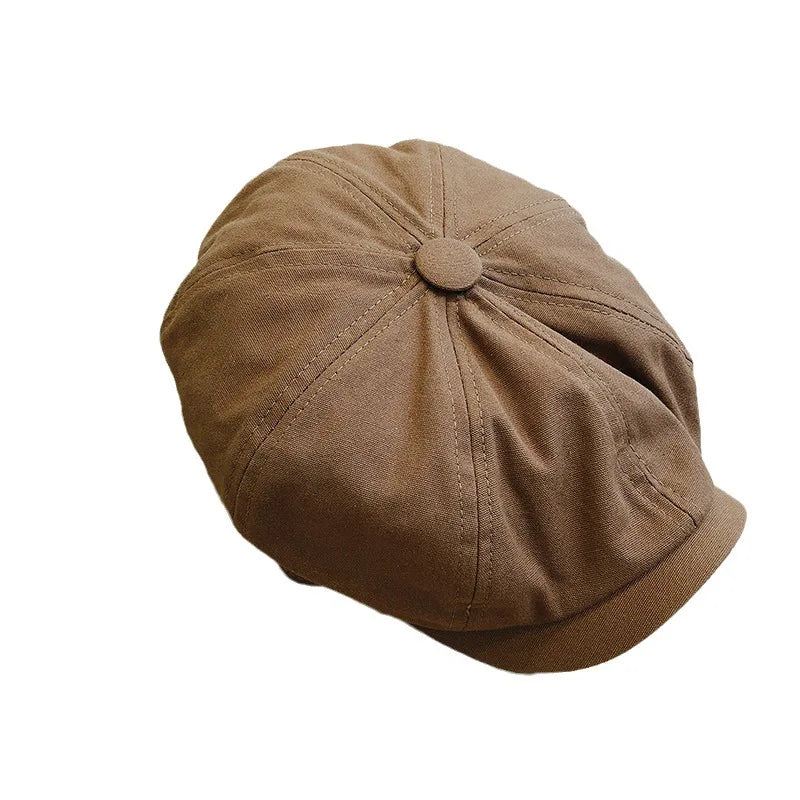 Male British Cotton Versatile Retro Newsboy Octagonal Hat Korean Tide Qme