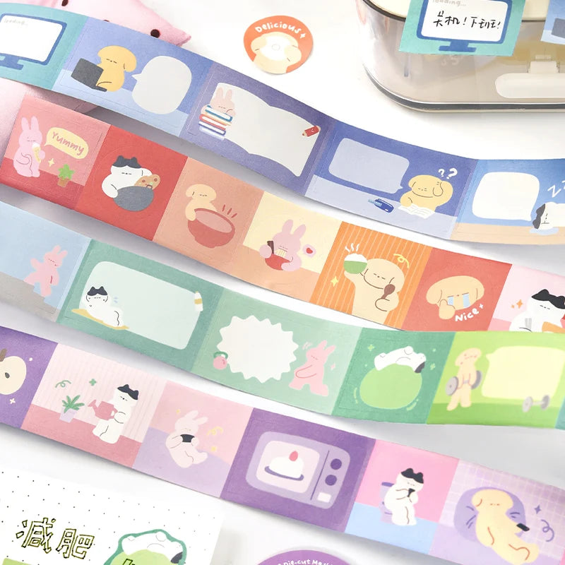 200cm/Roll INS Masking Tapes Cute cartoon pattern Decorative Label Stickers for Journal Scrapbooking Diary Album Stationery Tape Qme