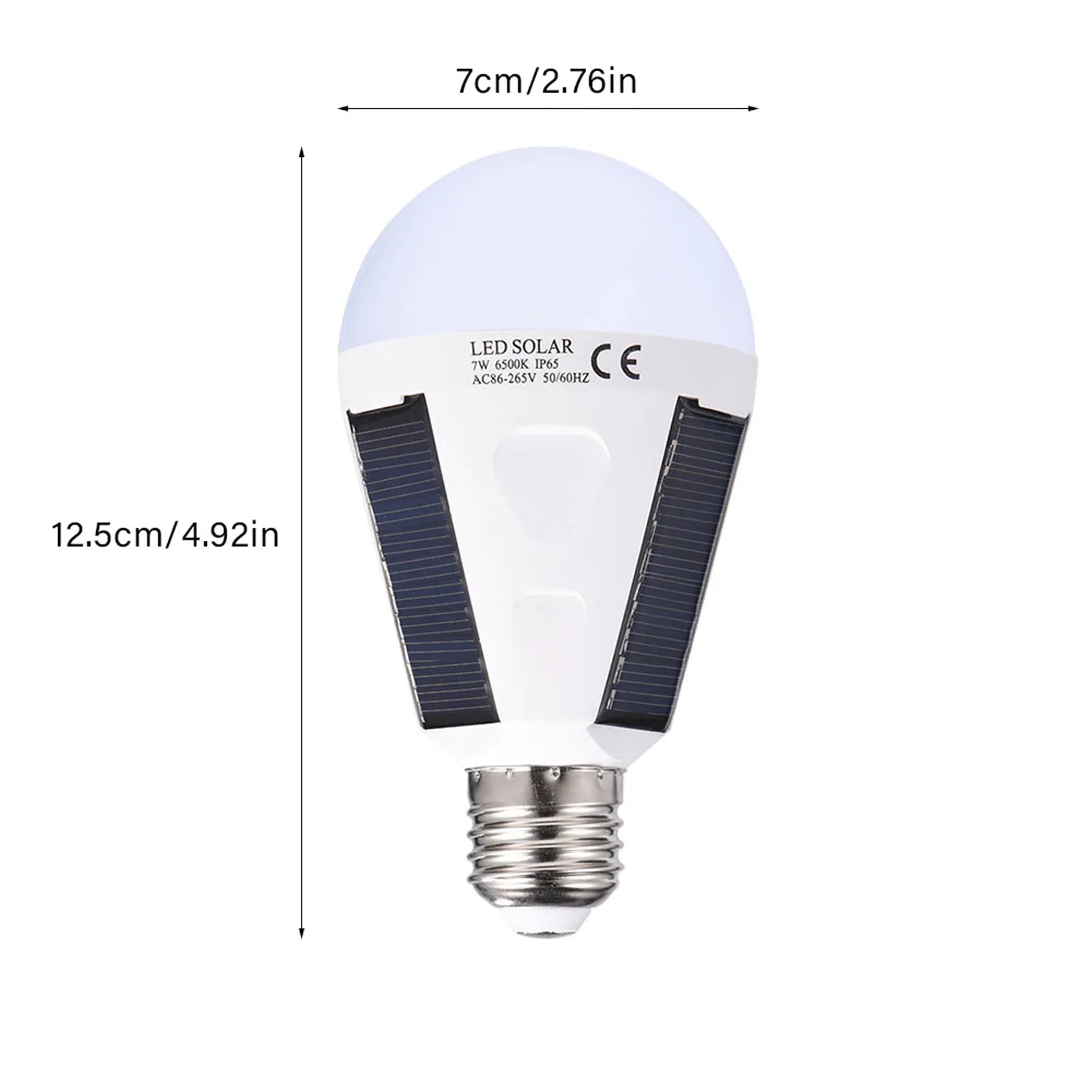 Solar LED Light Bulb with Solar Panel Portable Emergency Camping Lamp Waterproof Outdoor Hiking Light Cold White Qme