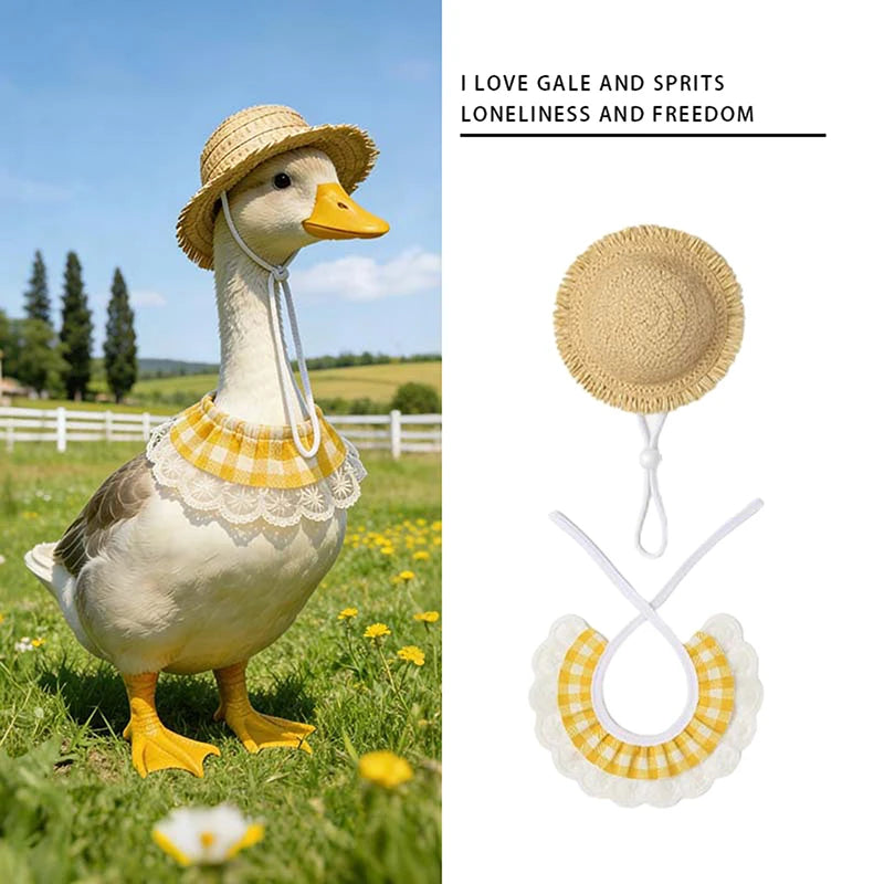 Wear Windproof Rope Puppy Straw Hat Creative Porch Pet Dog Cat Qme