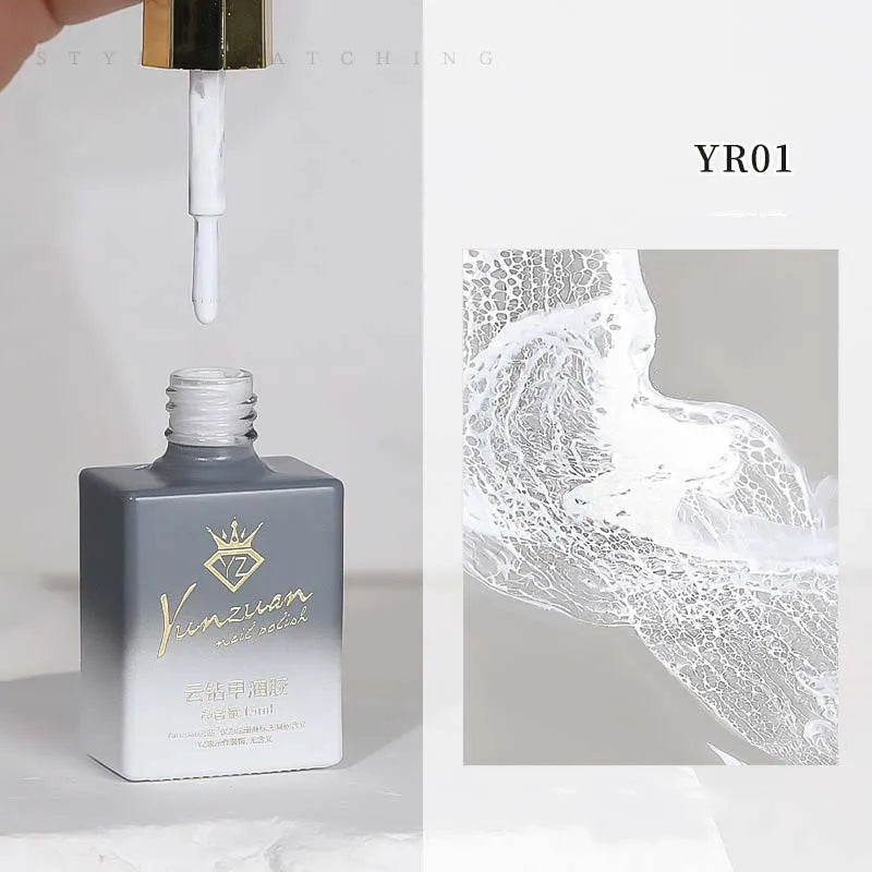 Sea Wave Blooming Liquid Gel Nail Polish Rapid Smudging Bubble Hole Gel Special Halo Dye Nail DIY Varnish Manicure Nail Salon Qme 01 White Waves